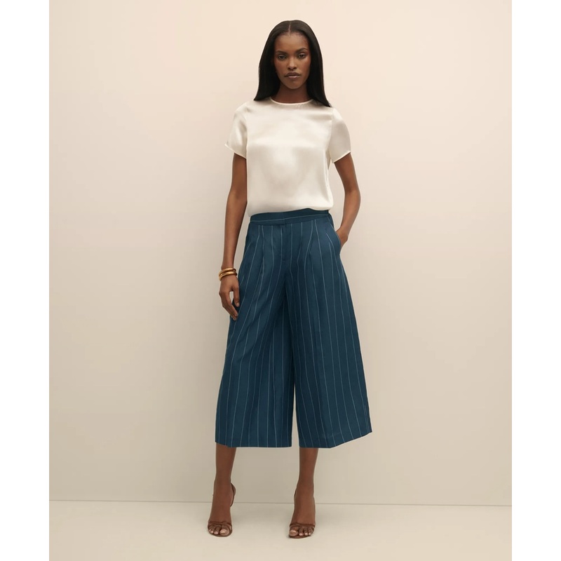 Lyocell-Blend Stripe Wide-Leg Culottes