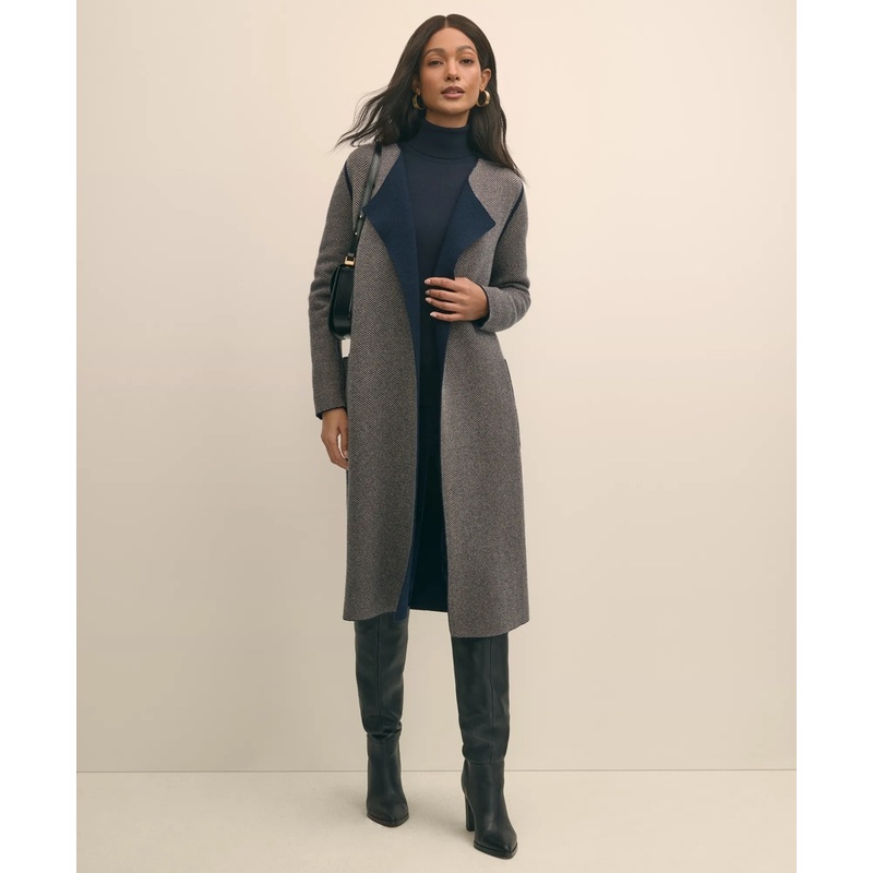 Merino Wool-Cashmere Belted Reversible Sweater Jacket