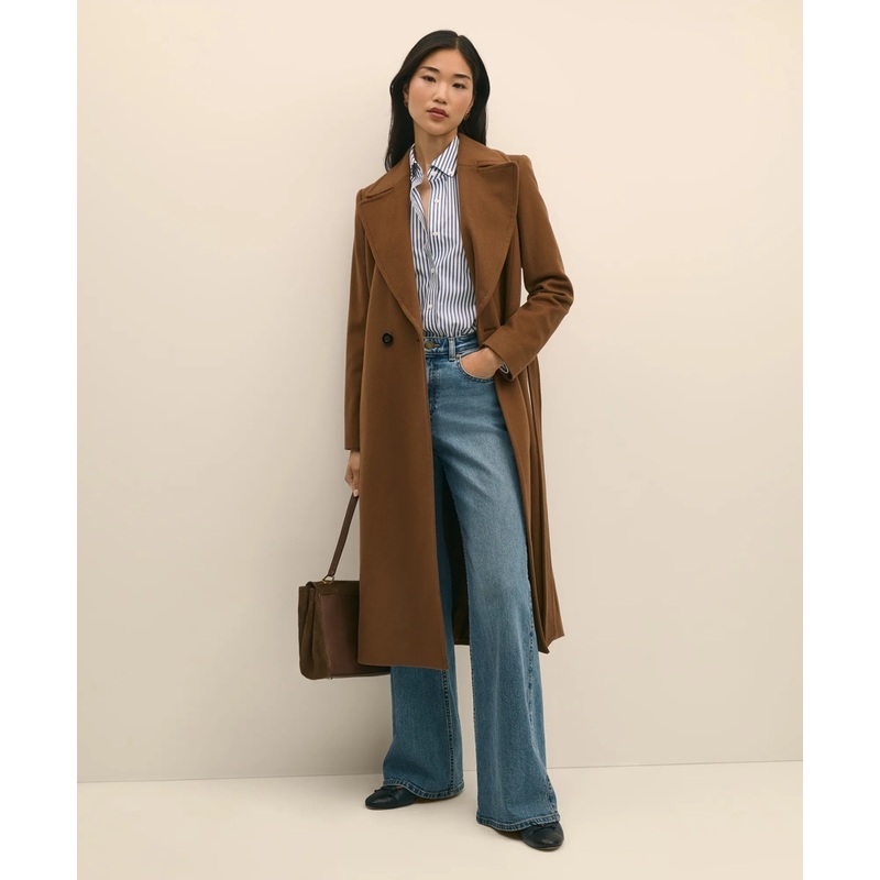 Notch Collar Coat in Water-Repellent Brushed-Twill Wool