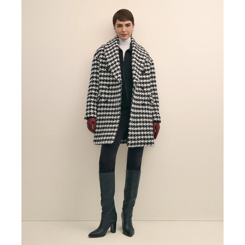 Oversized Wool Houndstooth Coat