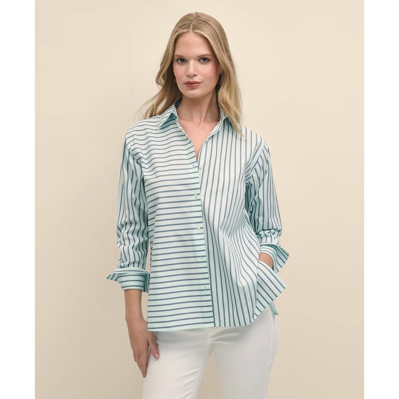 Relaxed Stretch Supima Cotton Contrast Stripe Shirt