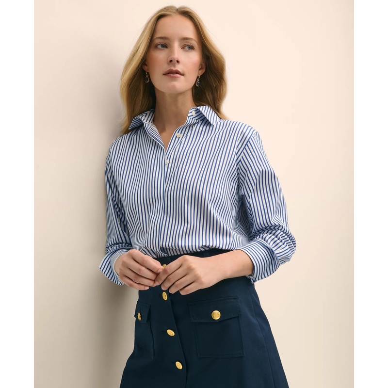 Relaxed Supima Cotton Sateen Striped Shirt