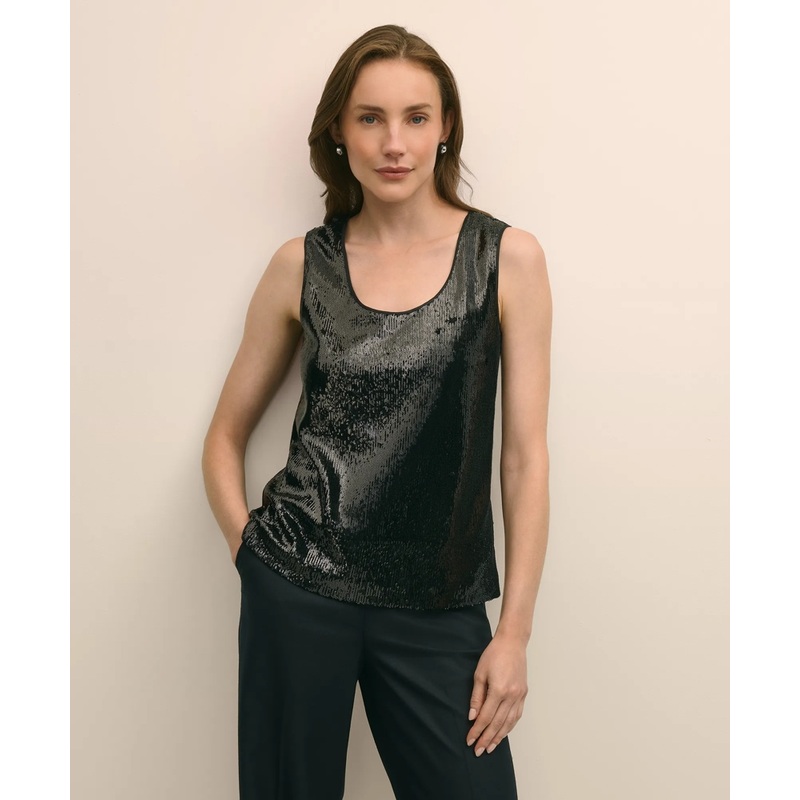 Sequin Scoop Neck Sleeveless Top