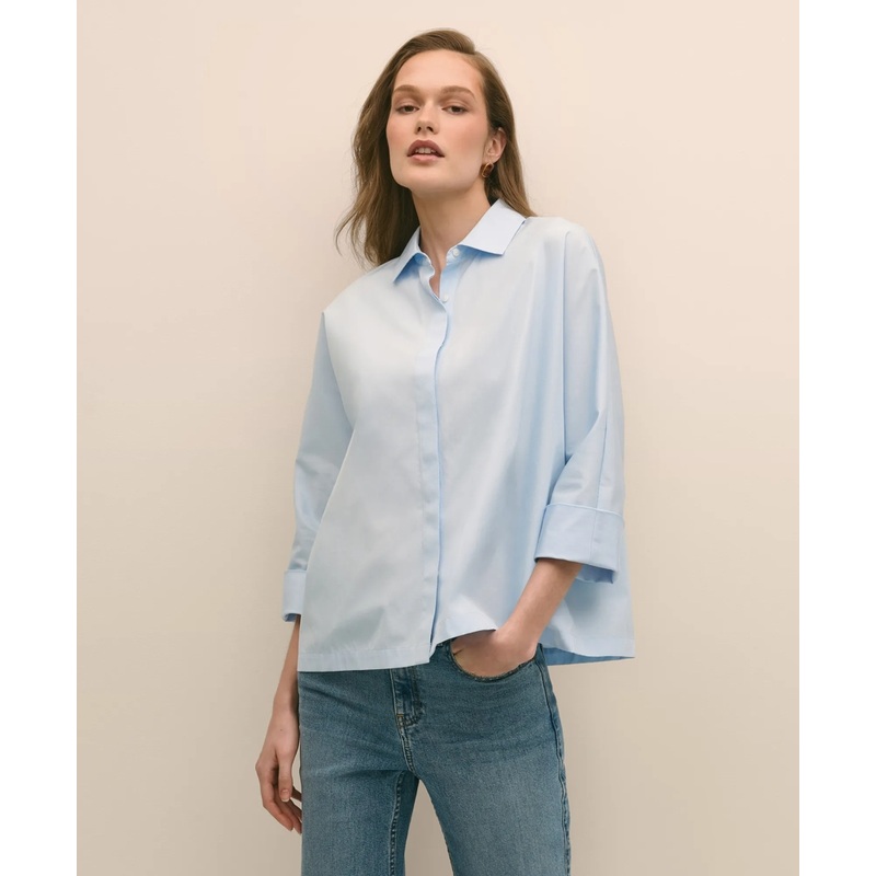 Supima Cotton Relaxed Dolman-Sleeve Shirt