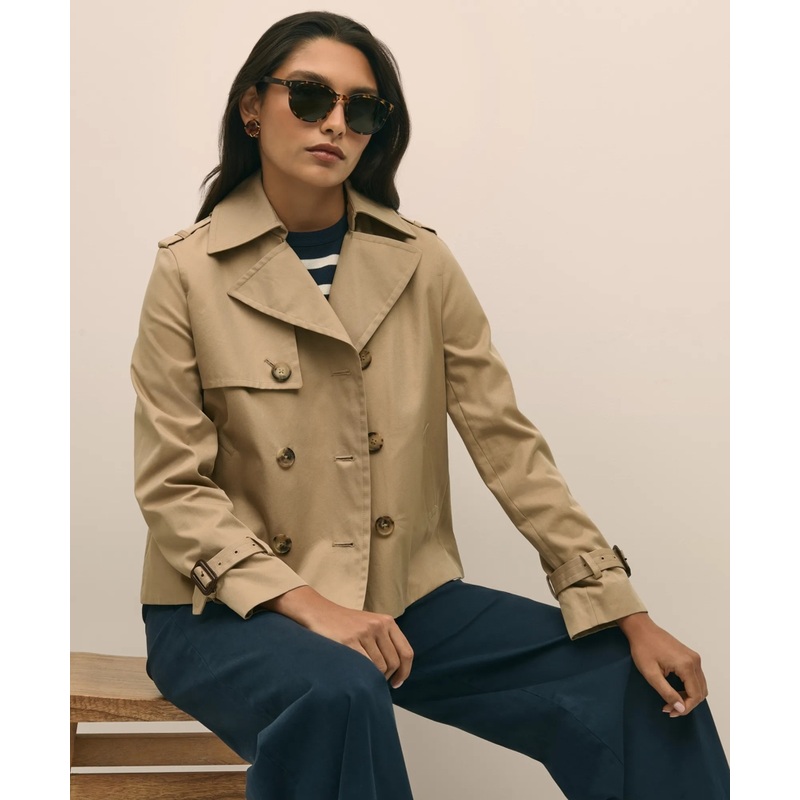 Supima Cotton Water Repellent Cropped Trench Coat