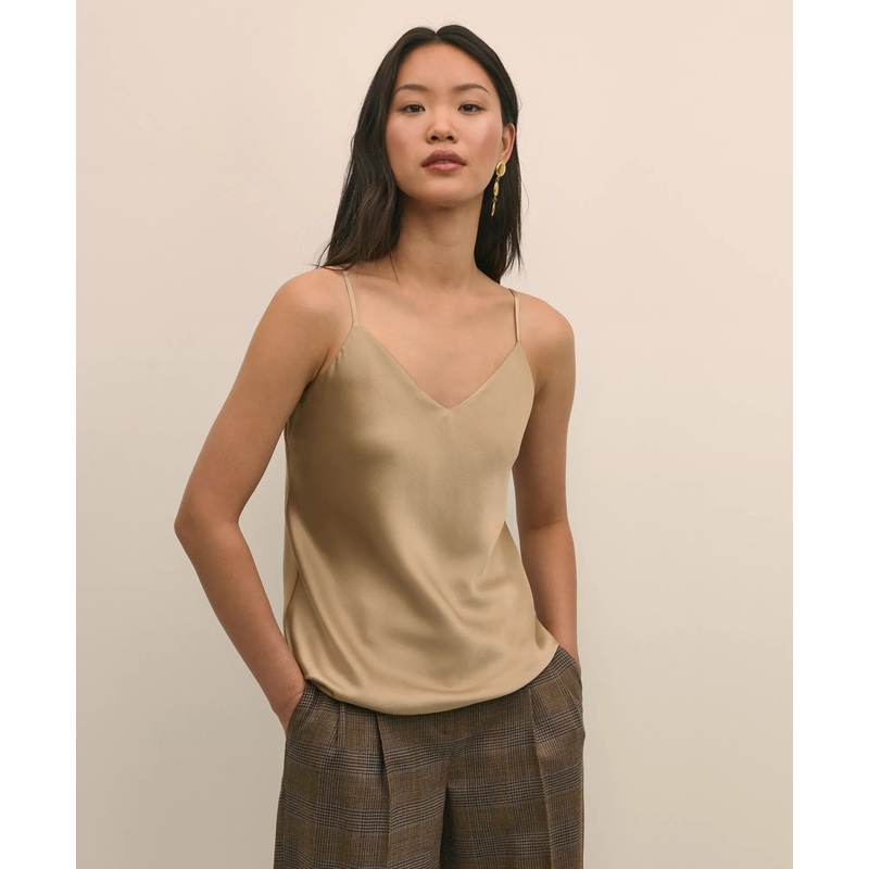 V-Neck Cami in Washable Silk Charmeuse