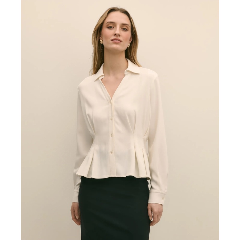 Viscose Pleated Peplum Blouse