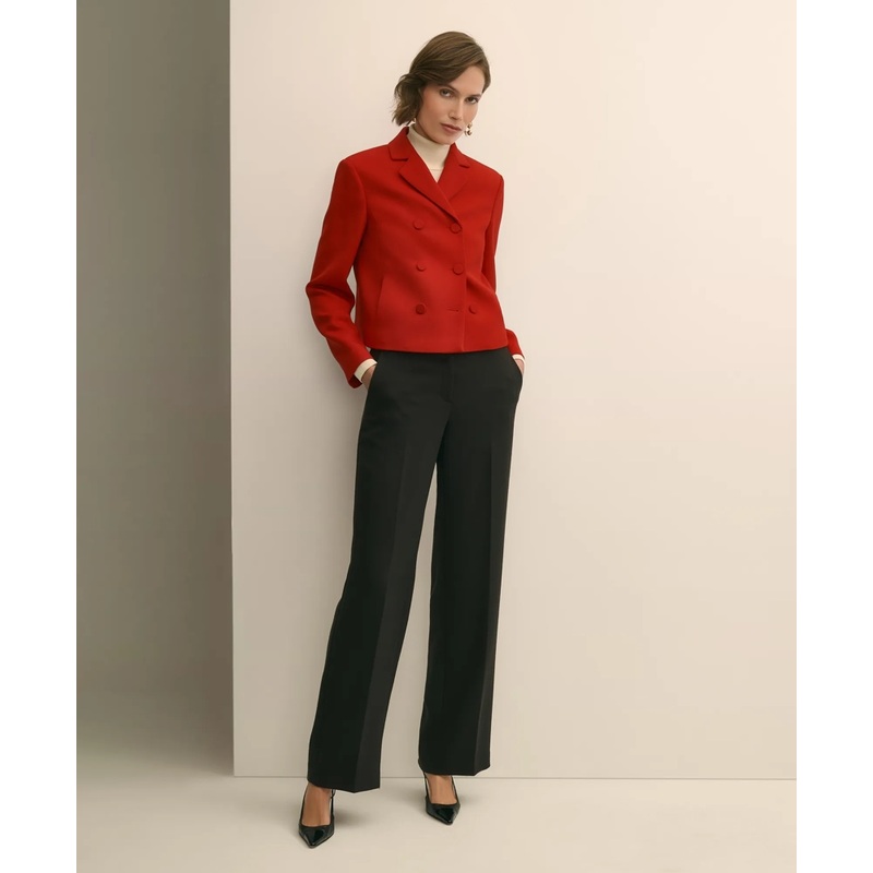 Wool Blend High-Waisted Wide-Leg Pant