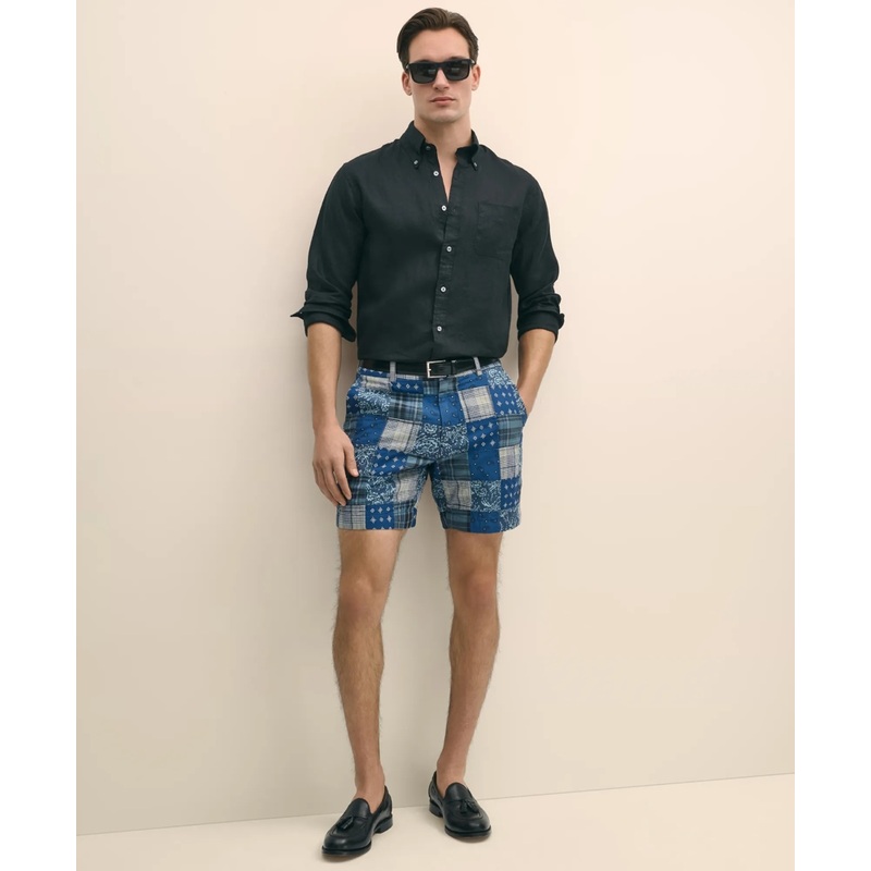 7″ Cotton Patchwork Madras Shorts