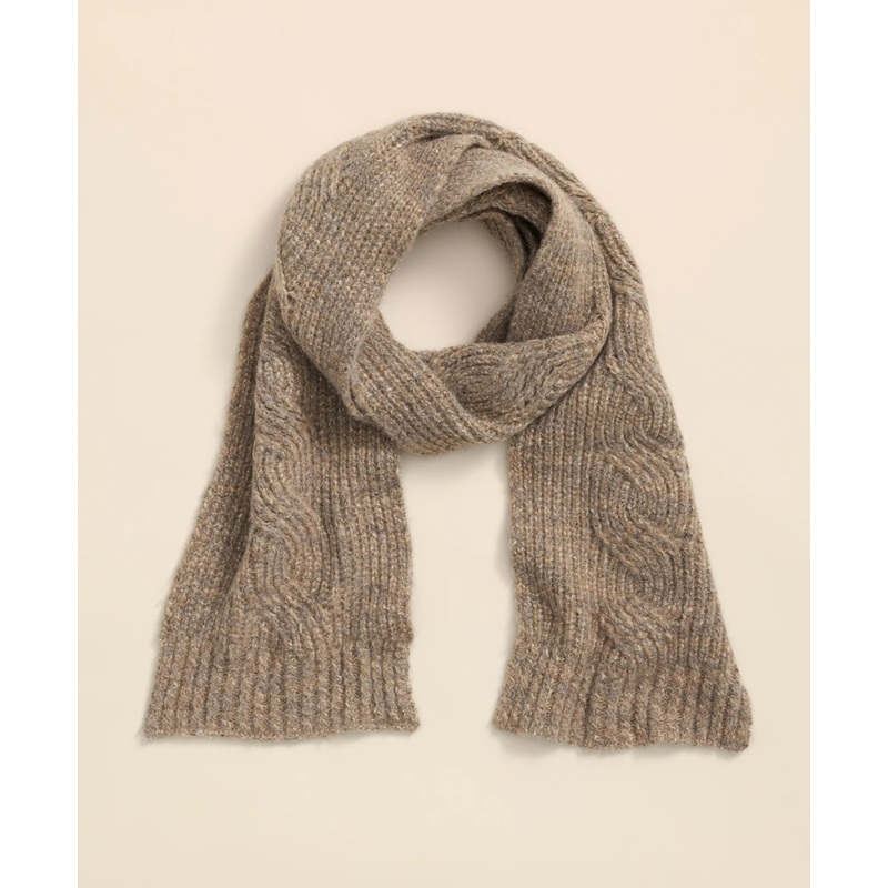 Alpaca-Cotton-Wool Blend Cable Knit Wrap Scarf