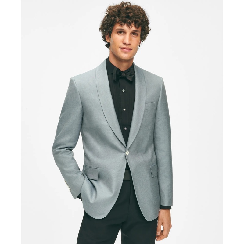Black Fleece Shawl Collar Dinner Jacket in Silk Hopsack