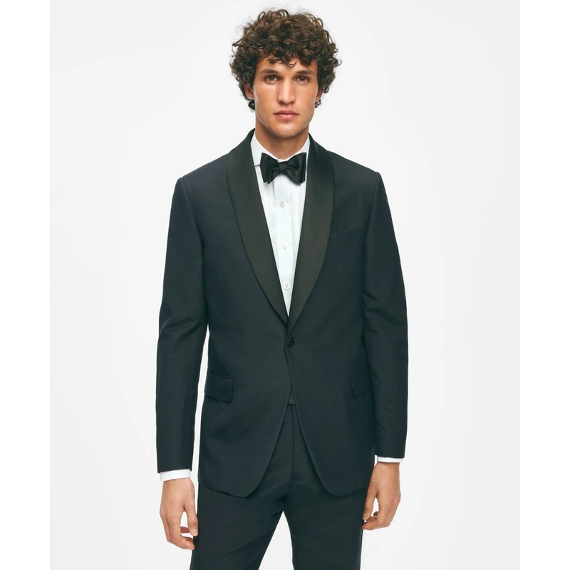 Black Fleece Shawl Collar Tuxedo in Silk-Linen