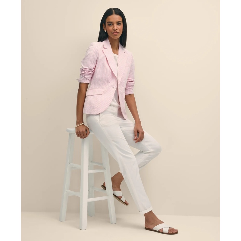 Cotton Blend Seersucker Jacket