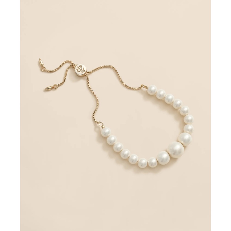 Faux-Pearl Gold-Plated Bolo Bracelet