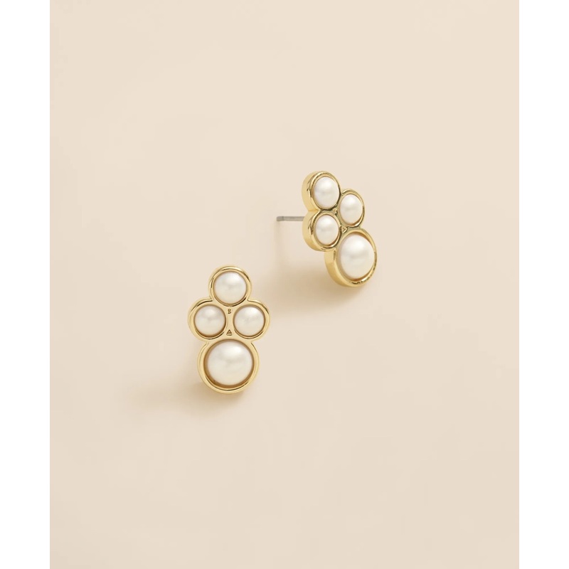 Faux-Pearl Gold-Plated Cluster Earrings