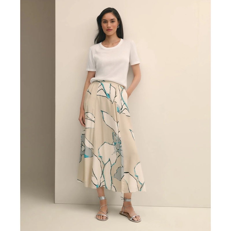 Flare Midi Skirt In Abstract Print