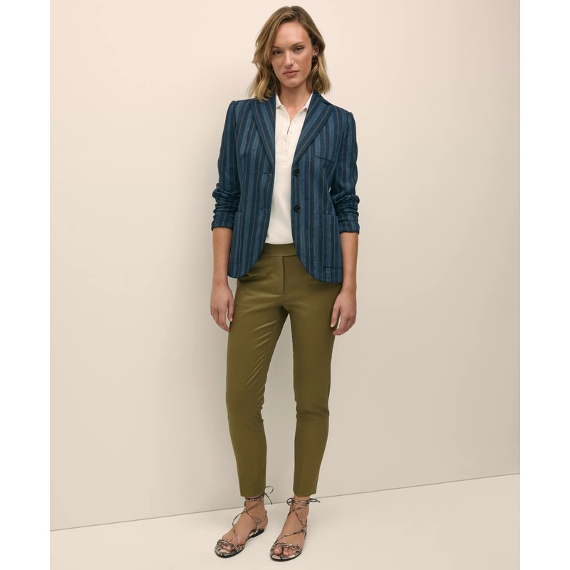 Linen-Cotton Striped Jacquard Jacket