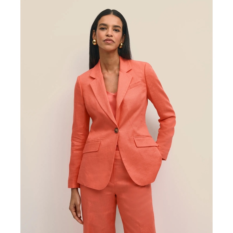 Linen One-Button Notch Lapel Jacket