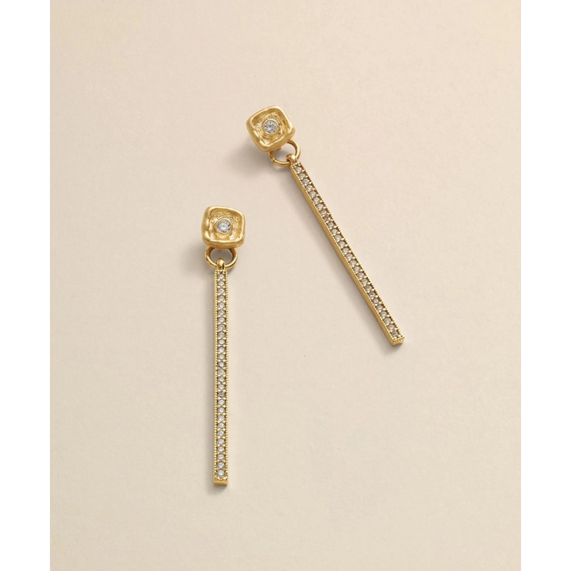 Loni Paul Crystal Bar Earrings in 14K Plated Gold