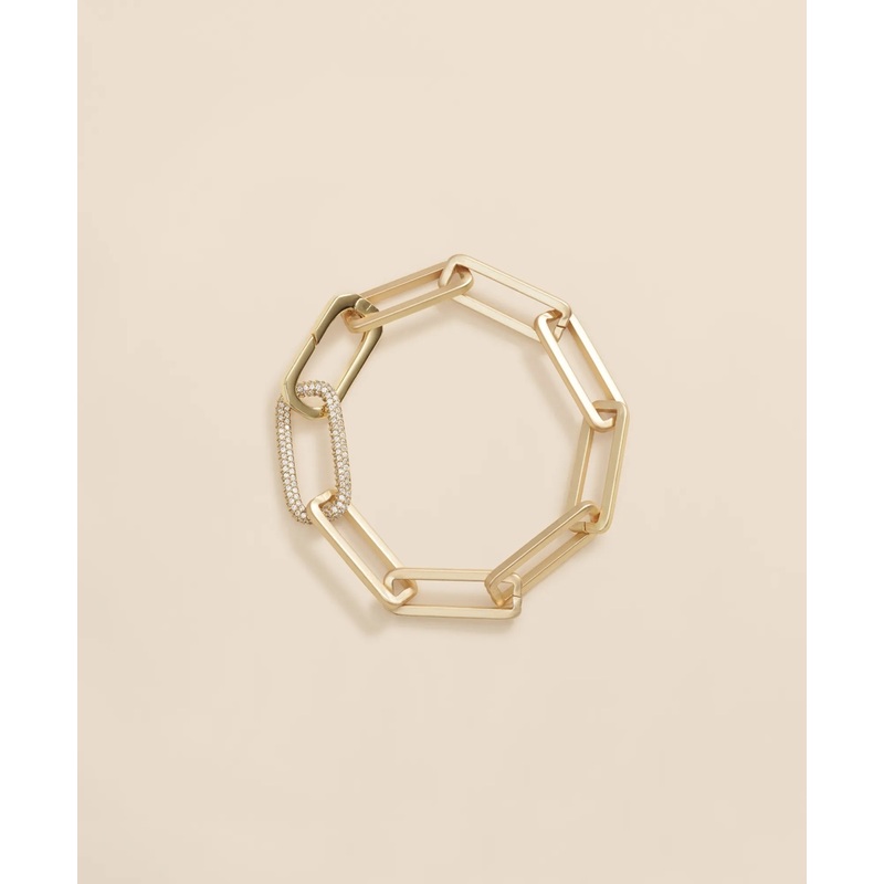 Loni Paul Gold Rectangle Paperclip Bracelet in 14K Plated Gold