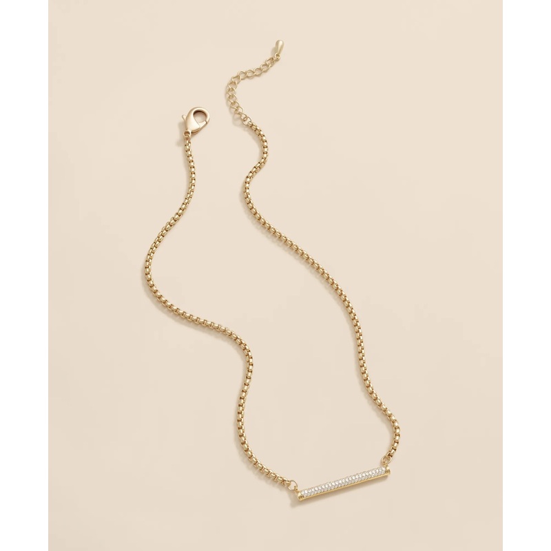 Loni Paul Pave Bar Necklace in 14K Plated Gold