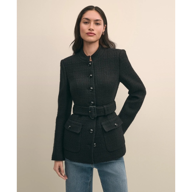 Military Boucle Belted Jacket