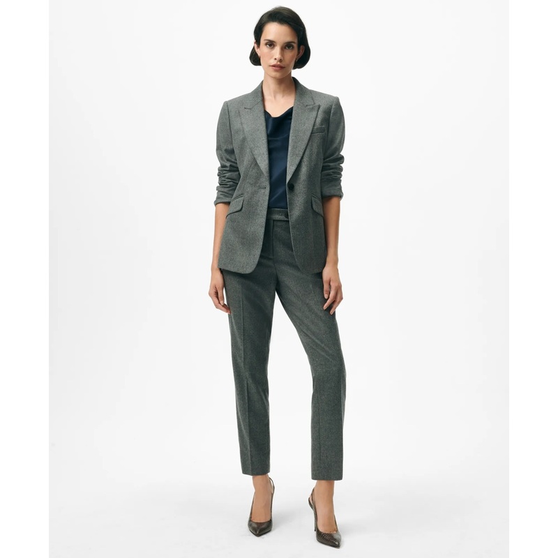 Peak Lapel Jacket in Flannel Wool