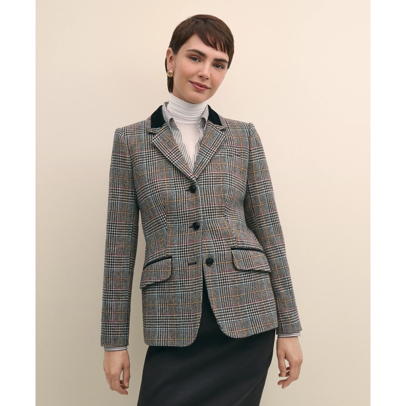 Plaid Shetland Wool Riding Jacket