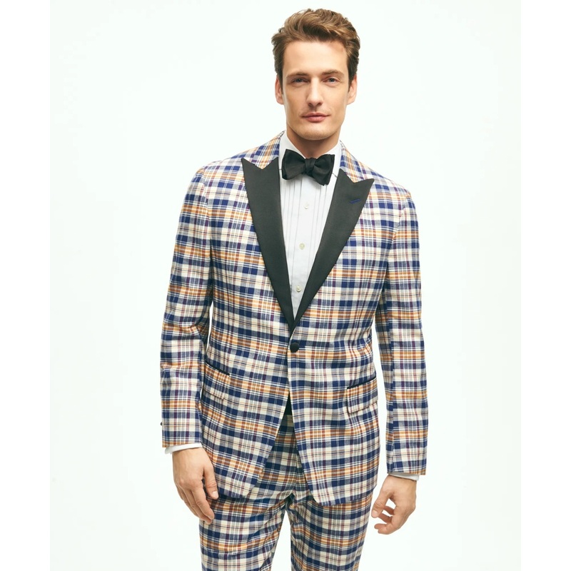 Regent Fit Cotton Madras Tuxedo Dinner Jacket