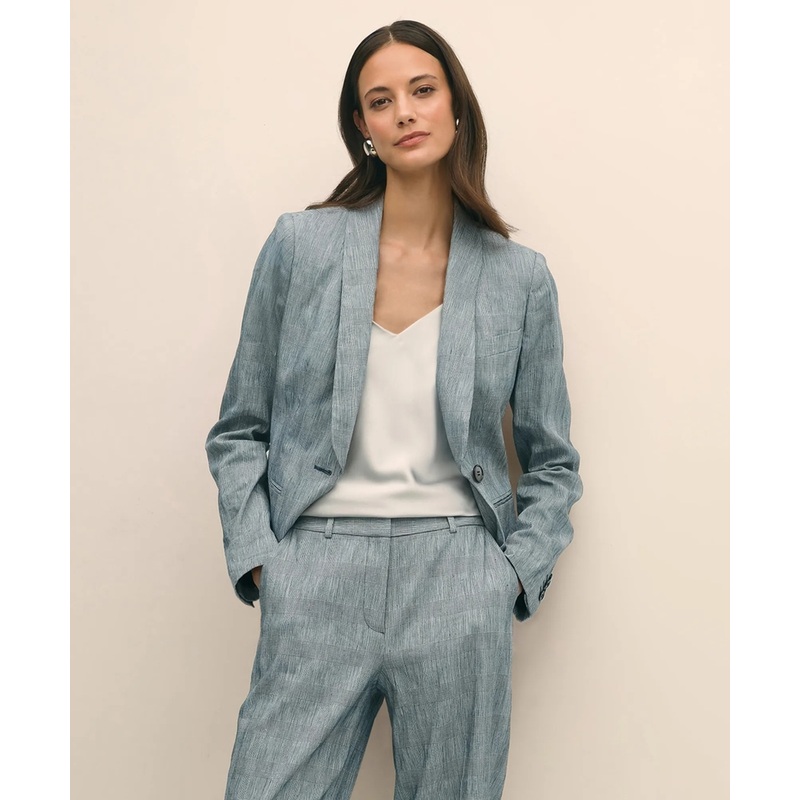 Shawl Collar Jacket in Stretch Linen Blend
