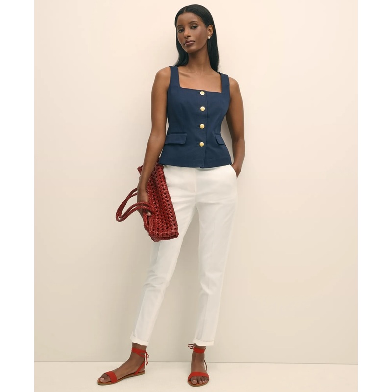 Square Neck Vest in Cotton Faille