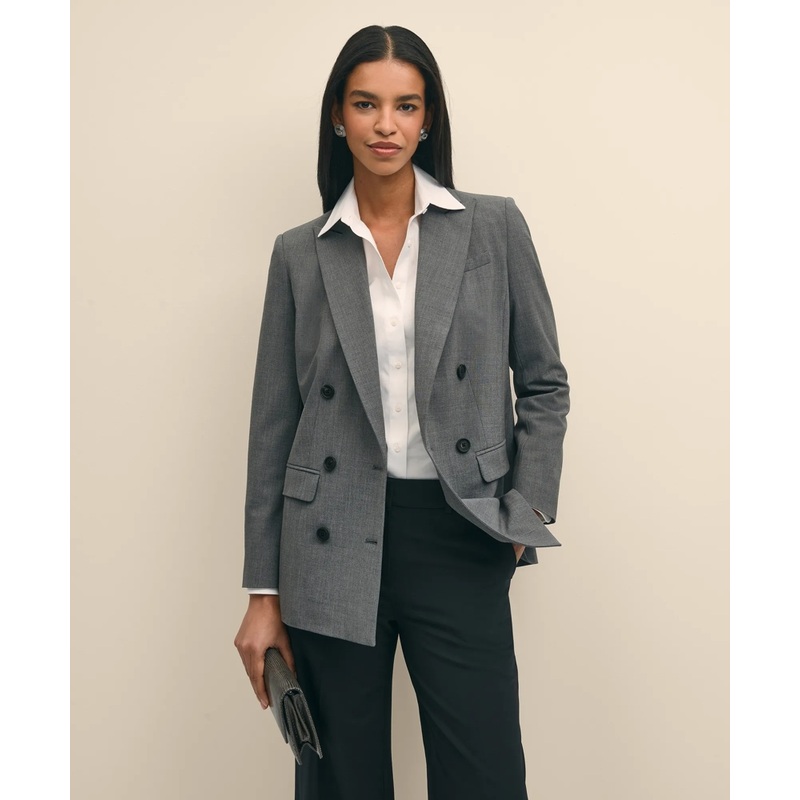 The Essentials Double-Breasted Peak Lapel Jacket in Wool Blend