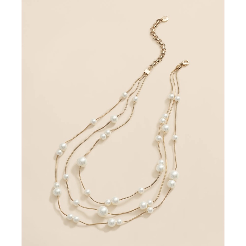 Triple Strand Faux-Pearl Necklace