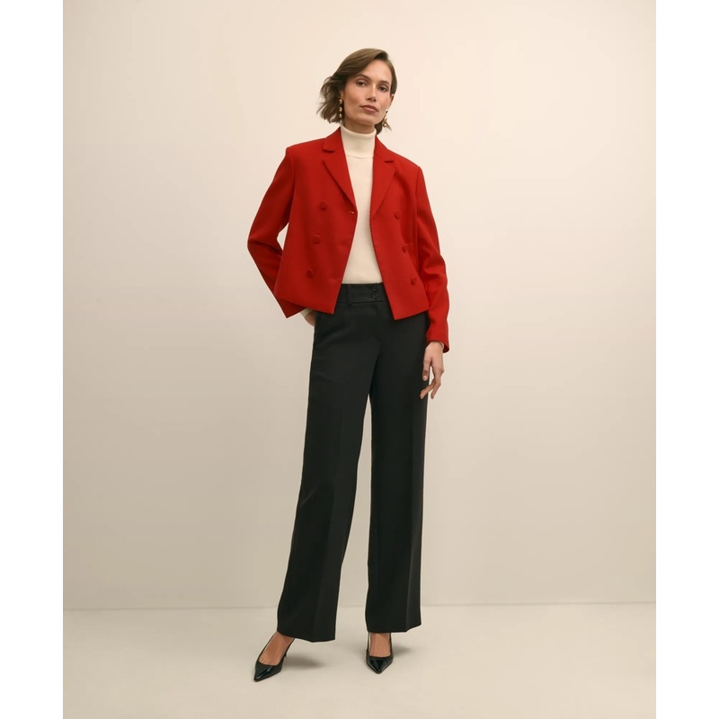 Wool Blend Cropped Double-Breasted Jacket