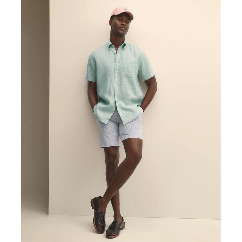 9″ Cotton Seersucker Stripe Shorts