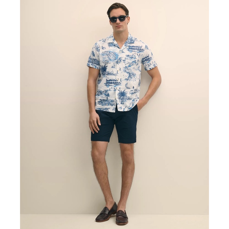 9″ Washed Cotton Seersucker Shorts