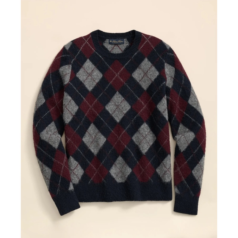 Brushed Wool Argyle Sweater