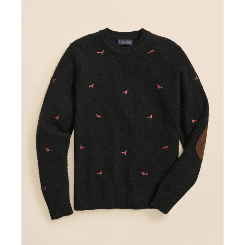 Brushed Wool Pheasant-Embroidered Sweater