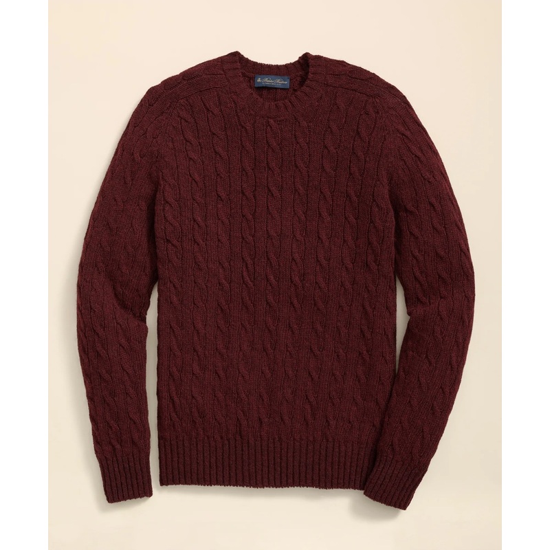 Cable Crewneck Sweater in Shetland Wool