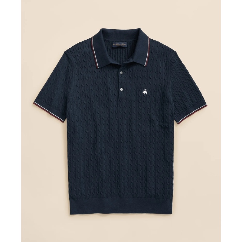 Cable Knit Archive Tennis Polo in Supima Cotton