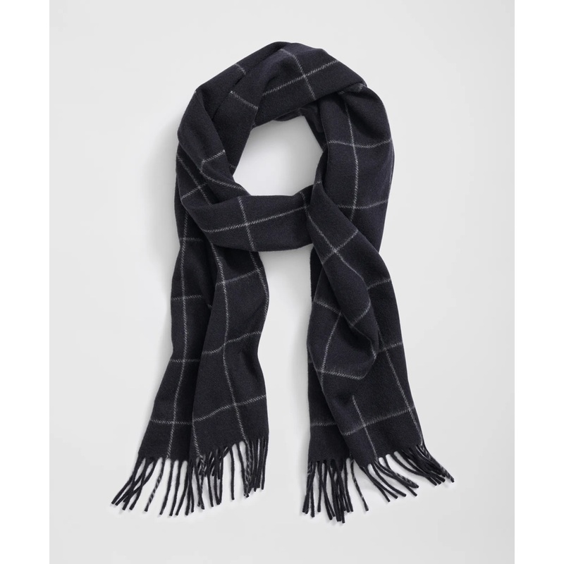 Cashmere Windowpane Fringe Scarf