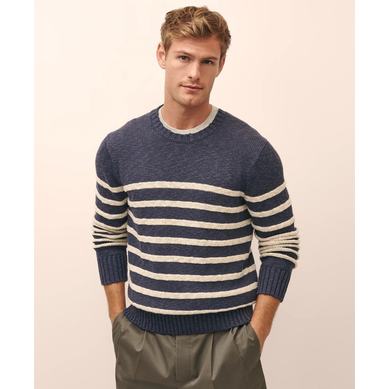 Cotton-Linen Mariner Stripe Sweater