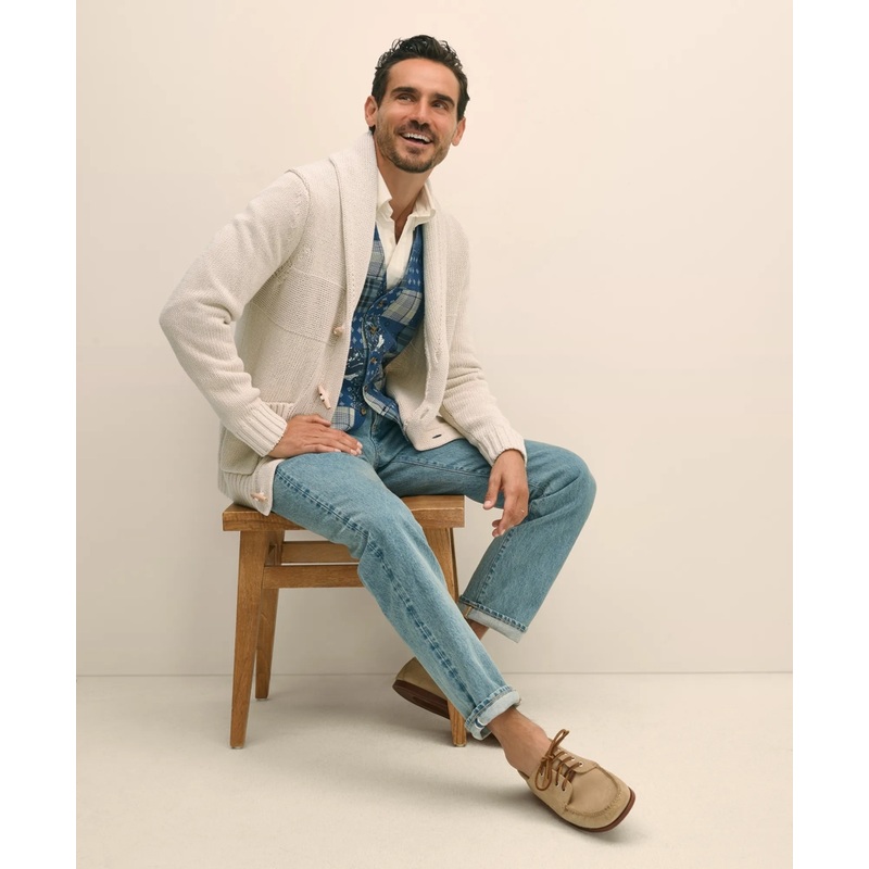 Cotton Shawl Collar Toggle Cardigan