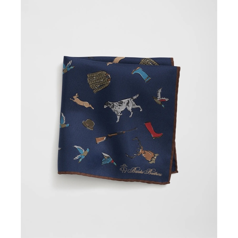 Country Motif Silk Pocket Square
