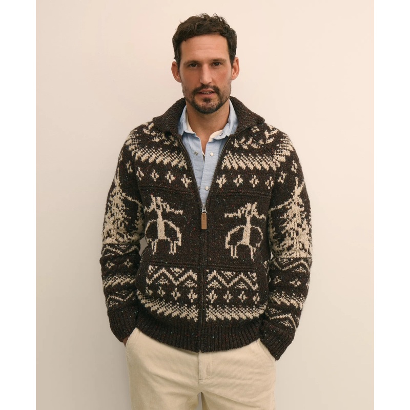 Donegal Wool Emblem Chunky Zip Cardigan