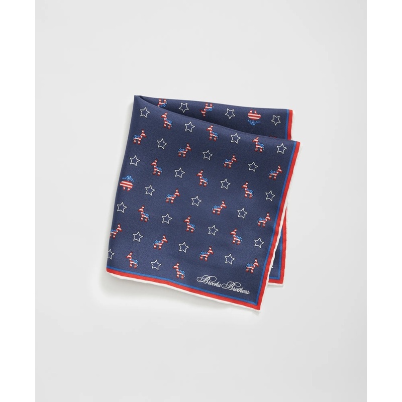 Donkey Motif Silk Pocket Square