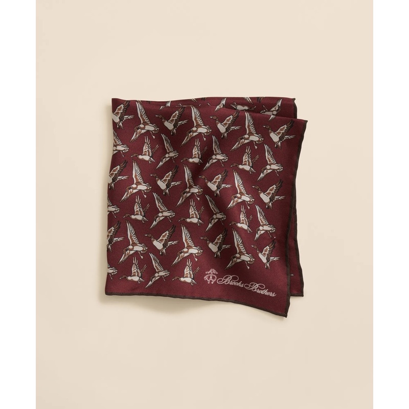 Duck Motif Silk Pocket Square