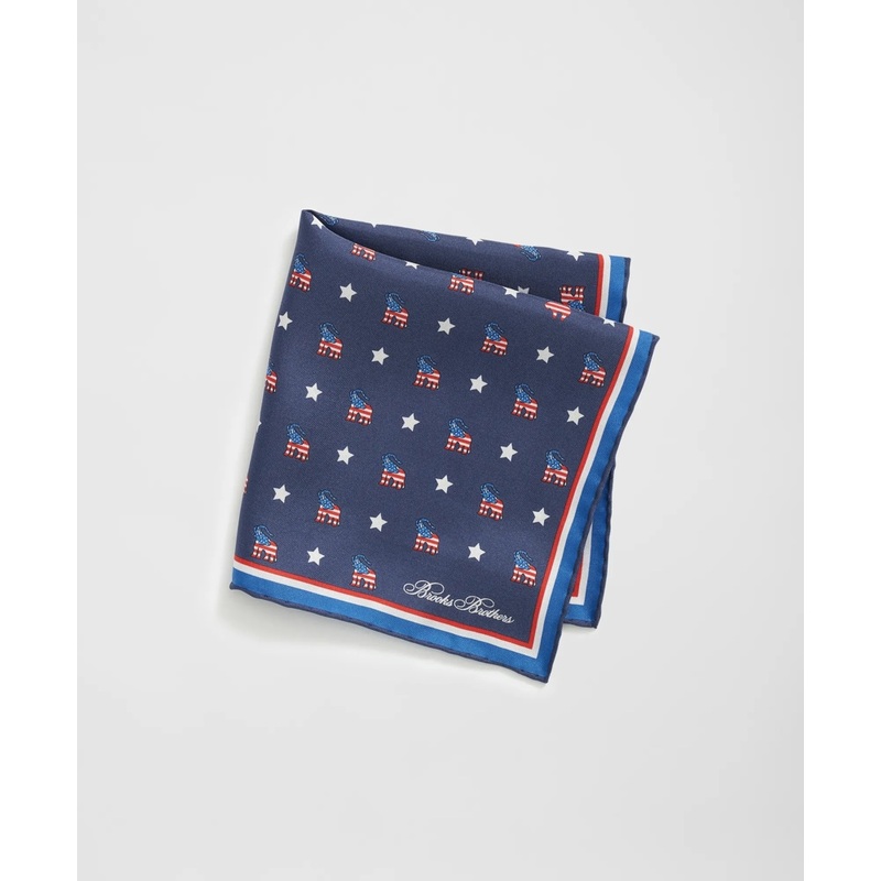 Elephant Motif Silk Pocket Square