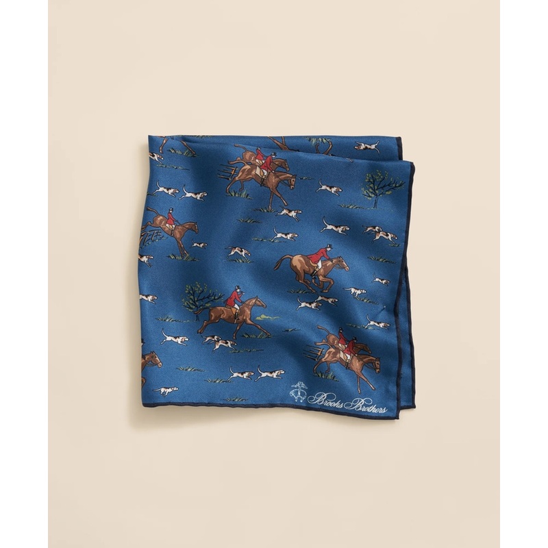 Equestrian Motif Silk Pocket Square