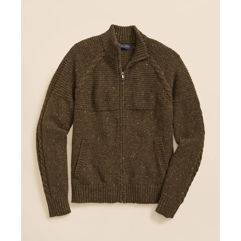 Merino Wool Donegal Zip Cardigan